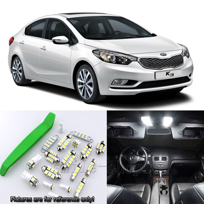 Xenon White 9pcs Interior ELD Light Kit for 2010-2016 Kia Forte + Free Tool