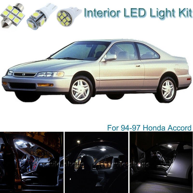 10pcs Premium White Interior LED Light Package Kit Deal For Honda Accord 94-97