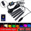 9 LED RGB Car Interior Smart Neon Light Strip Phone App Voice Control Colorful
