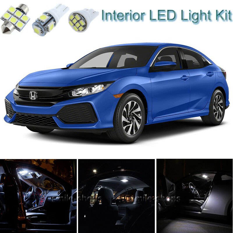 8pcs Xenon White Interior LED Light Package Kit Deal For Honda Civic 2013-2018