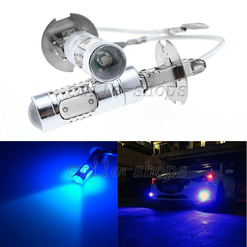 2pcs H3 High Power 11W Blue COB LED Projector Bulbs For Car Fog Driving Lights
