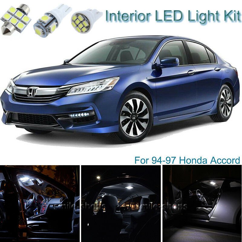 10pcs Bright White Interior LED Light Package Kit Deal For Honda Accord 94-97