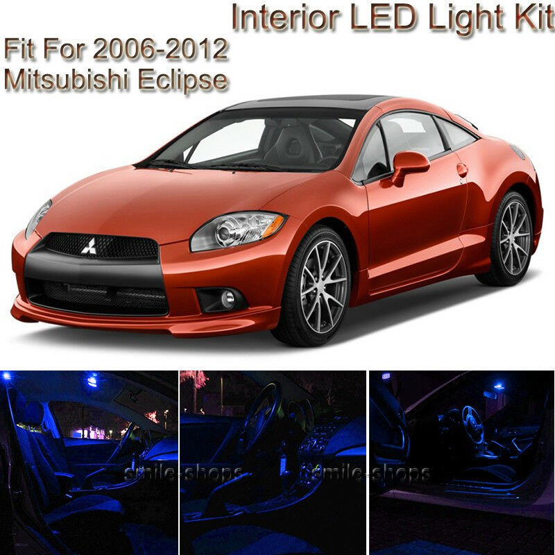 For Mitsubishi Eclipse 06-12 Blue Interior LED Light Kit + White License Light