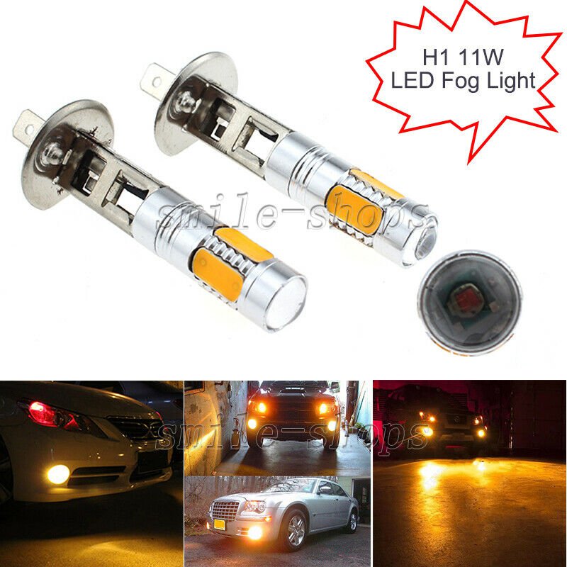 2pcs Amber 3000K H1 11W High Power COB LED Light Car Fog Driving Bulbs Lamp