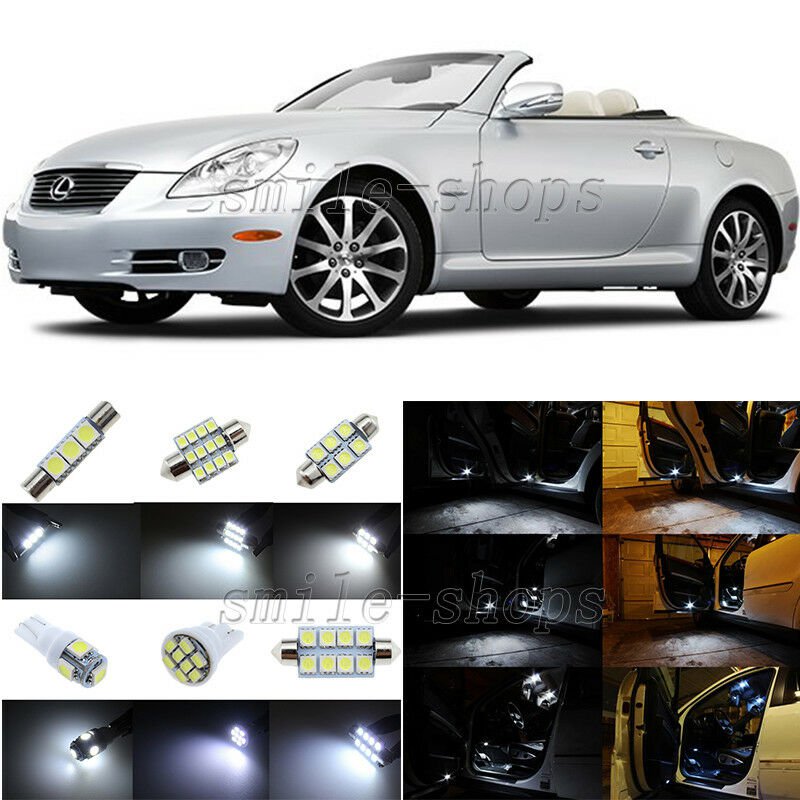 7pcs Xenon White LED Interior Light Package Fit For 2002-2010 Lexus SC430