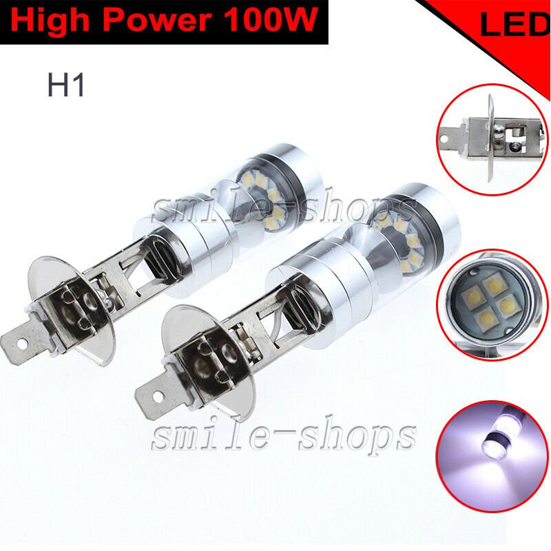 2pcs H1 6000K White 100W High Power Cree LED Fog Light Driving Light Bulbs DRL