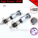 2pcs H1 6000K White 100W High Power Cree LED Fog Light Driving Light Bulbs DRL