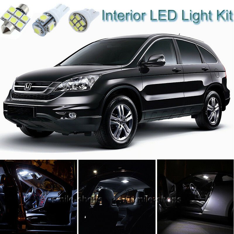 8pcs Pure White Interior LED Light Package Kit Deal For Honda CR-V 2007-2011