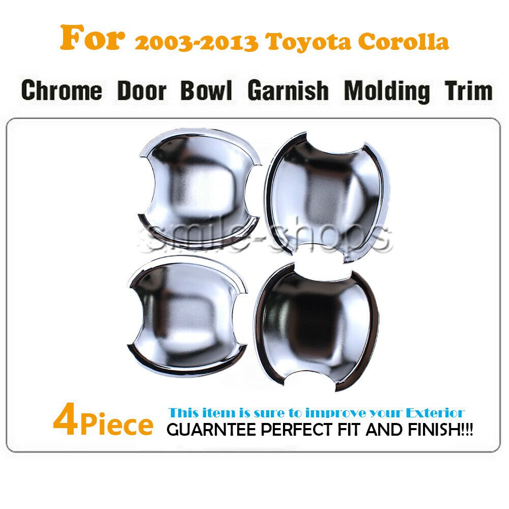 4pcs Accessorie Chrome Door Handle Base Bowl Covers For 2003-2013 Toyota Corolla