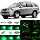 13pcs Bright Green LED Interior Light Package Fit For 2001-2006 Acura MDX