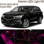 14pcs Pink/Purple Interior LED Light Package Kit For 2014 2015-2018 Acura MDX