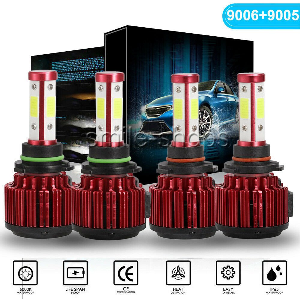 High/Lo 9005+9006 LED Headlight Bulb For Chevy Silverado 1500 2500 HD 3500 99-06