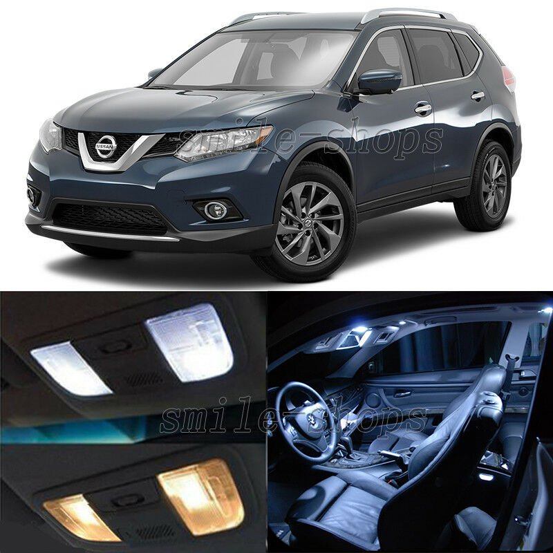 8pcs White LED Interior Bulbs + License Plate Lights Fit For 08-17 Nissan Rouge