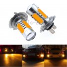 2pcs H7 High Power 11W Amber COB LED Projector Bulbs For Car Fog Driving Lights