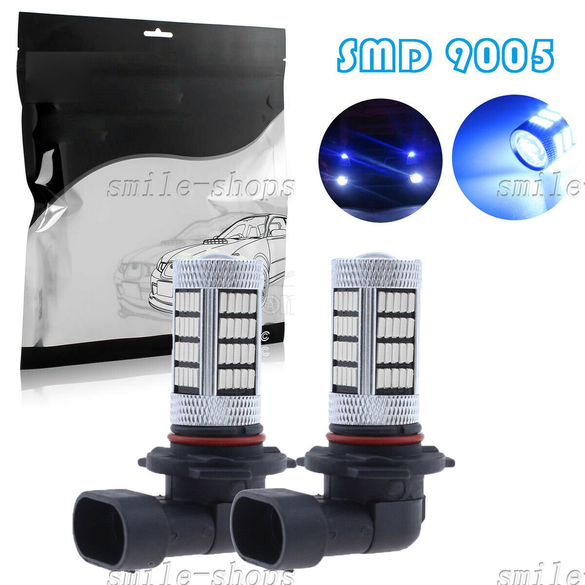 2pcs 9005 HB3 10000K Ultra Blue High Power 92smd LED Fog Driving Light DRL Bulbs