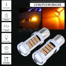2pcs Amber 1156 P21W BA15S For Car Turn Signal Lights 92 SMD 4014 chip LED Bulbs