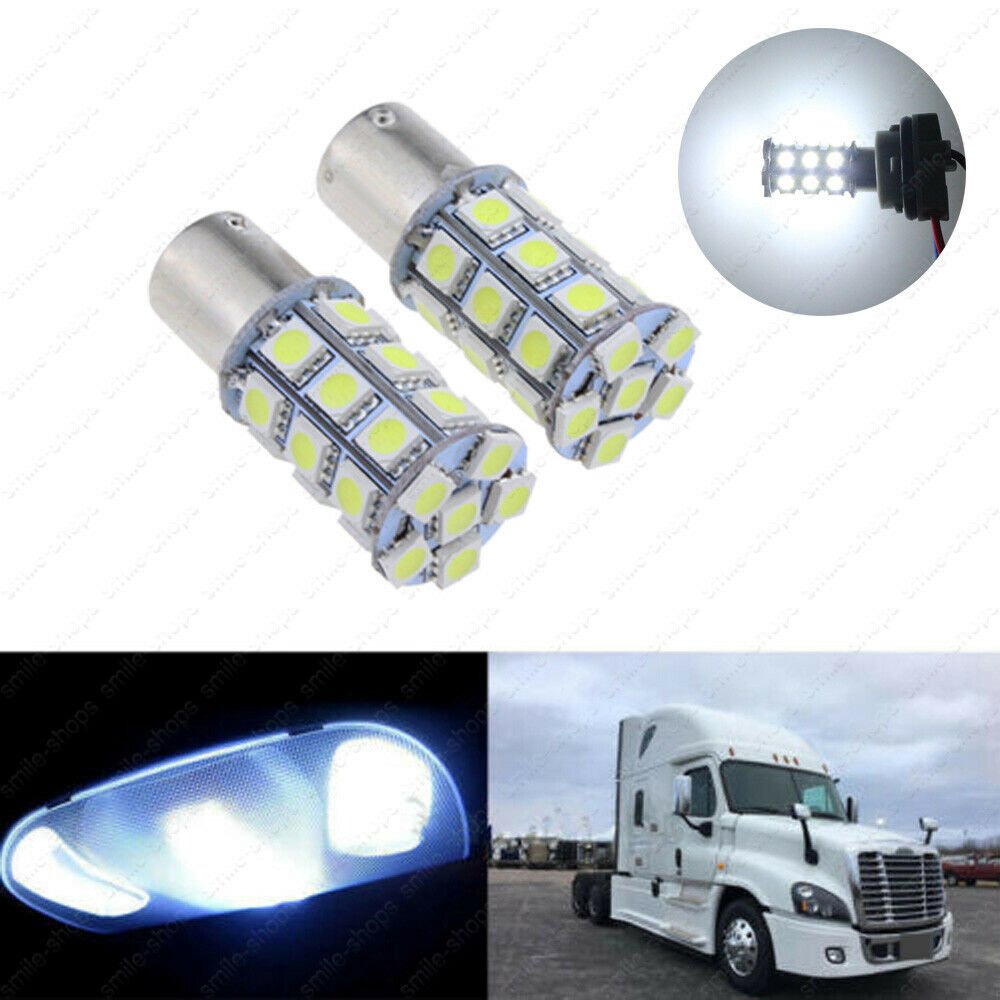 2pcs White Interior 1156 LED 27SMD Dome Cab Light Bulb For Freightliner Cascadia