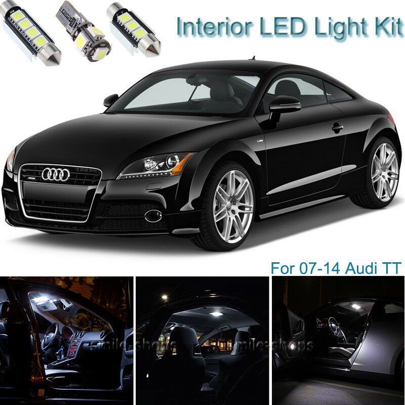 8pcs Bright White Interior LED Light Package Kit Deal For Audi TT 2007-2014