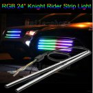2pcs 24" 7 Color RGB LED Strip Light Knight Rider Neon Grille Under Spoiler Hood