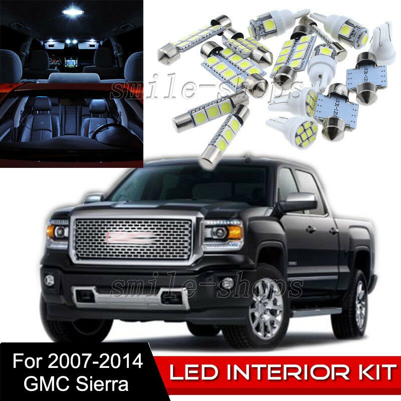 14pcs Interior LED Light Bulbs Package Kit for 2007-2014 GMC Sierra White
