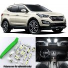 Xenon White 10pcs Interior LED Light Kit for 13-16 Hyundai Santa Fe + Free Tool