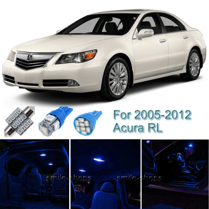 12pcs Blue Interior LED Light Package Kit For 2005-2009 2010 2011 2012 Acura RL
