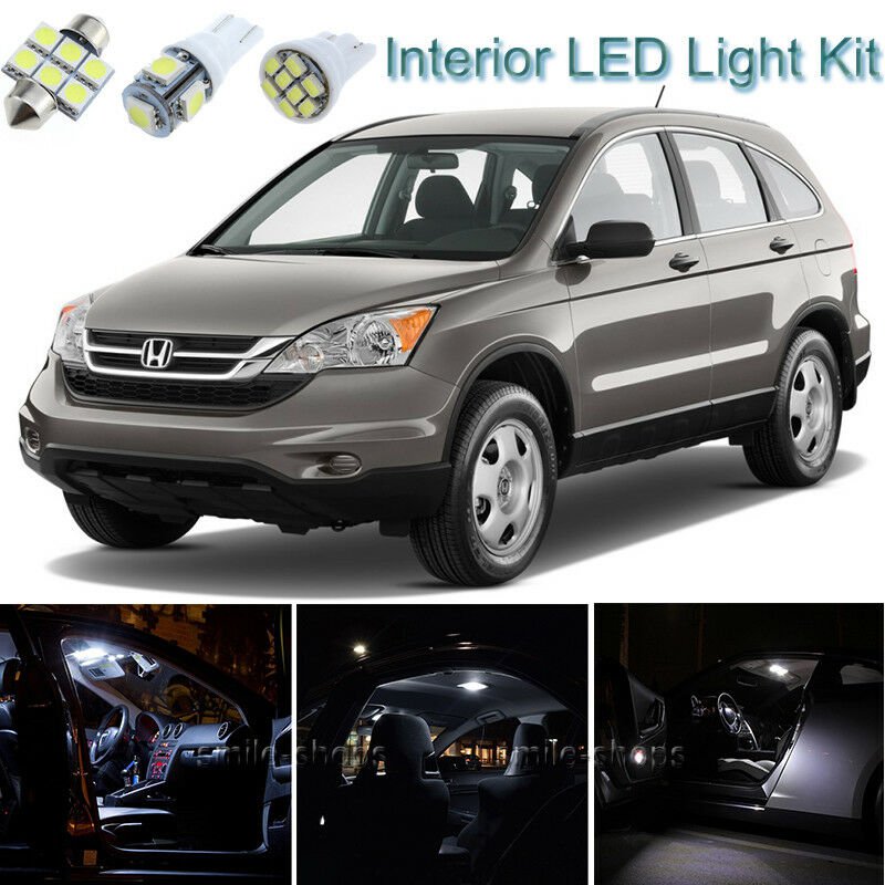 8pcs Xenon White Interior LED Light Package Kit Deal For Honda CR-V 2007-2011