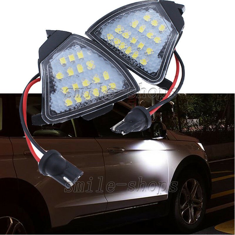 2x White CAN-Bus Side Mirror Puddle Lights LED Lamp For VW EOS GTi Jetta Passat