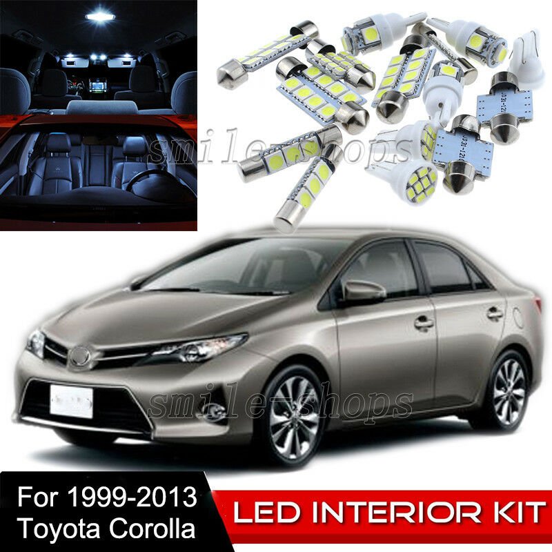 14pcs Interior LED Light Bulbs Package Kit for 1999-2013 Toyota Corolla White