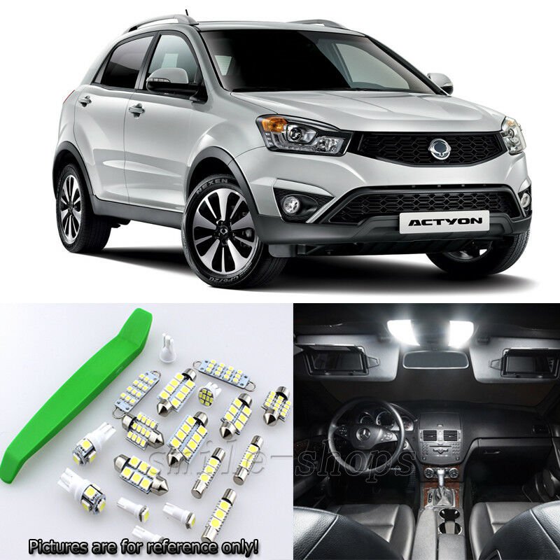 Xenon White 8pcs Interior LED Light Kit for 05-13 SsangYong Actyon + Free Tool