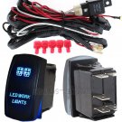 12V On/Off Blue Laser LED Work Light Rocker Switch Kit with Relay Wiring Harness