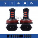 2pcs Red H8 H11 H9 30SMD 3030 Chip LED Lens Bulbs For Car Driving Fog Light 12V