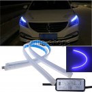 45CM Car Soft Slim Strip Blue Light Daytime Running Signal Guide Flexible Amber