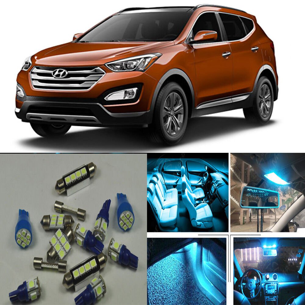 7&Atilde;�ICE Blue LED Interior Light Package Kit for Hyundai Santa Fe 2013-2016