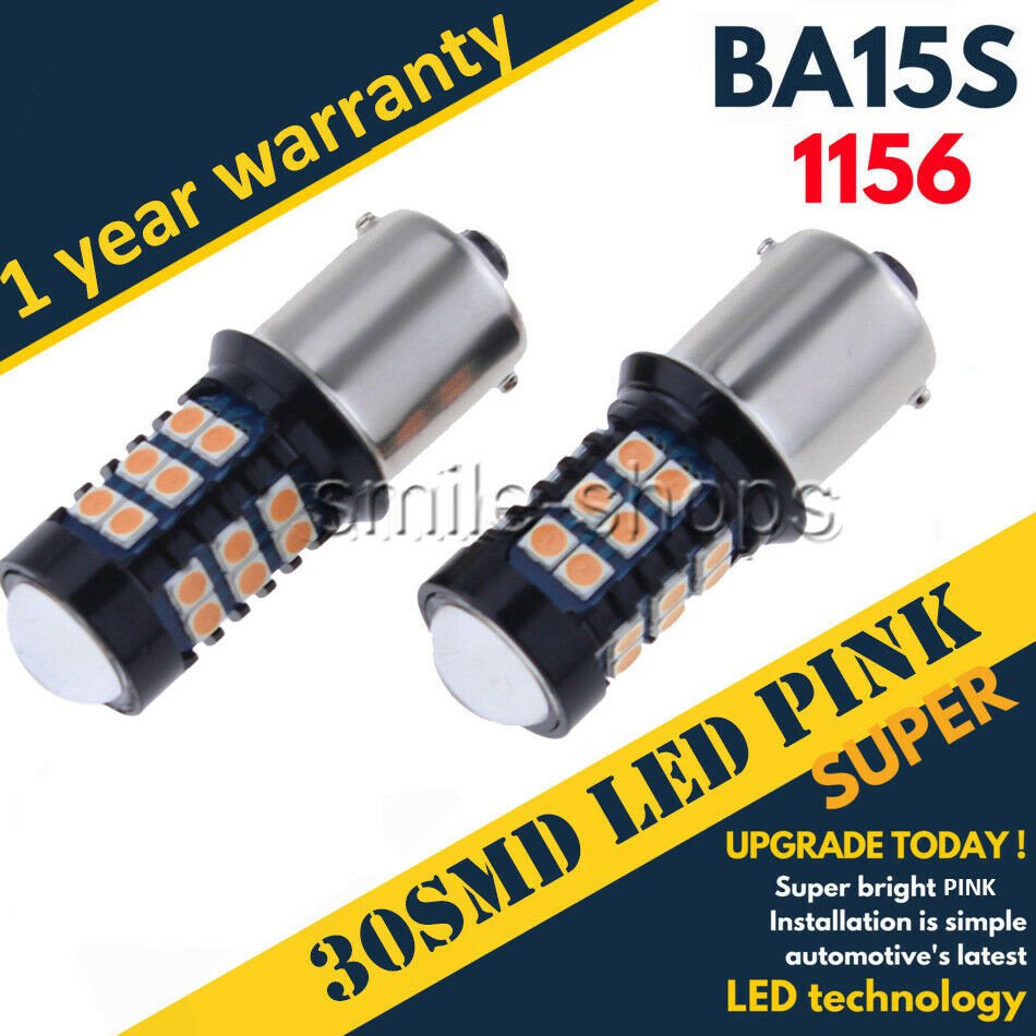 2X Purple Pink 1156 BA15S LED Bulbs DRL 30 SMD Daytime Running Light P21W 7506