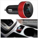 DC 5V 3.1A Dual USB Car Charger Adapter Voltage Tester for iPhone Samsung Red