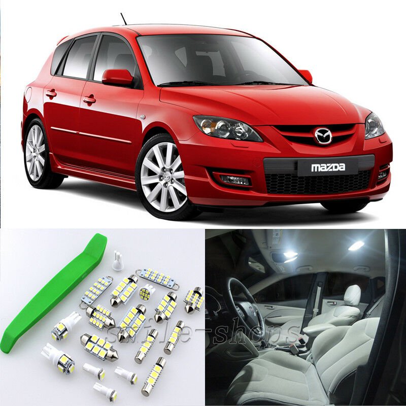 Super White 8pcs Interior LED Light Kit for 2004-2009 Mazda 3 + Free Tool
