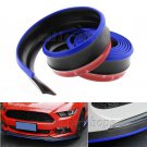 8ft Black with Blue Edge PU Front Bumper Lip Splitter Chin Spoiler Body Trim