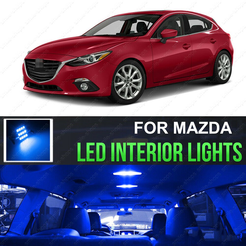 10x 10000K Blue LED Light Interior Package For 2010-2014 Mazda 3 Sedan Hatchback