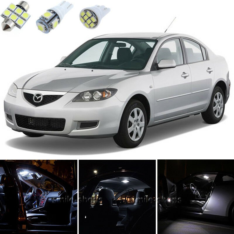 10pcs Xenon White Interior LED Light Package Kit Deal For Mazda 3 2004-2009
