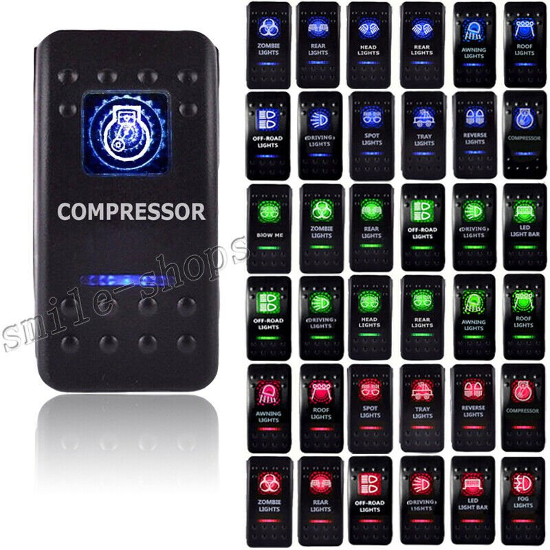 Blue Light Compressor LED 12V 20A 10A 5-pin Car Rocker Toggle Switch Waterproof
