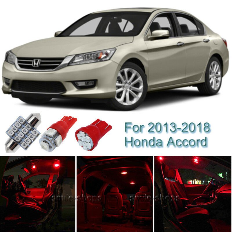 8pcs Red Interior LED Light Package Kit For 2013-2015 2016 2018 Honda Accord
