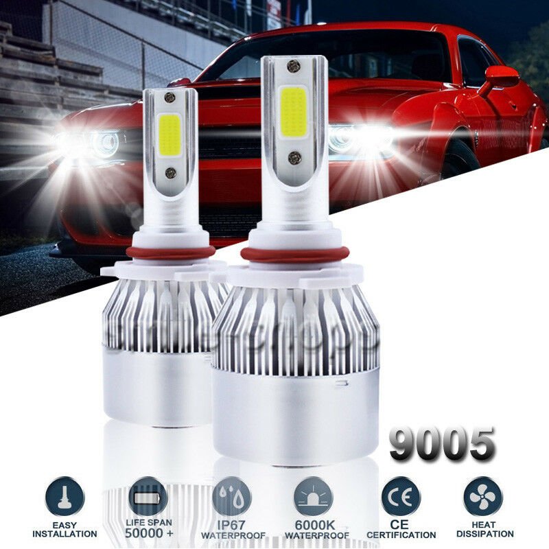 9005 HB3 LED Headlight Kit High Beam 1300W 6000K 195000LM COB Chip Xenon White