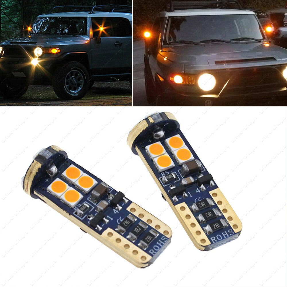 2X 3000K Amber 12SMD Side Mirror Lights LED Bulbs For Toyota FJ Cruiser
