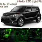 For Kia Soul 14-2016 Green Interior LED Package Light Kit + Green License Light