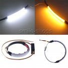 2x Motorcycle Fork Turn Signal Light Amber White LED Strip For Clean Custom Look