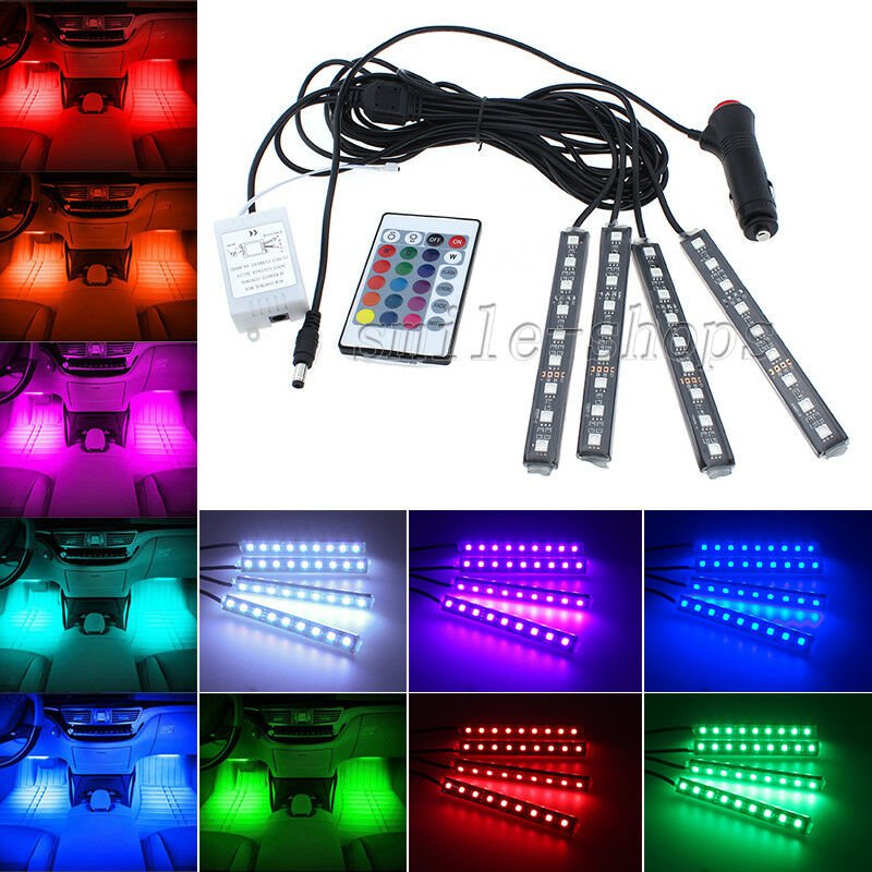 Full Color LED Car Interior Under Dash Foot Well Floor Seats Lighting Kit