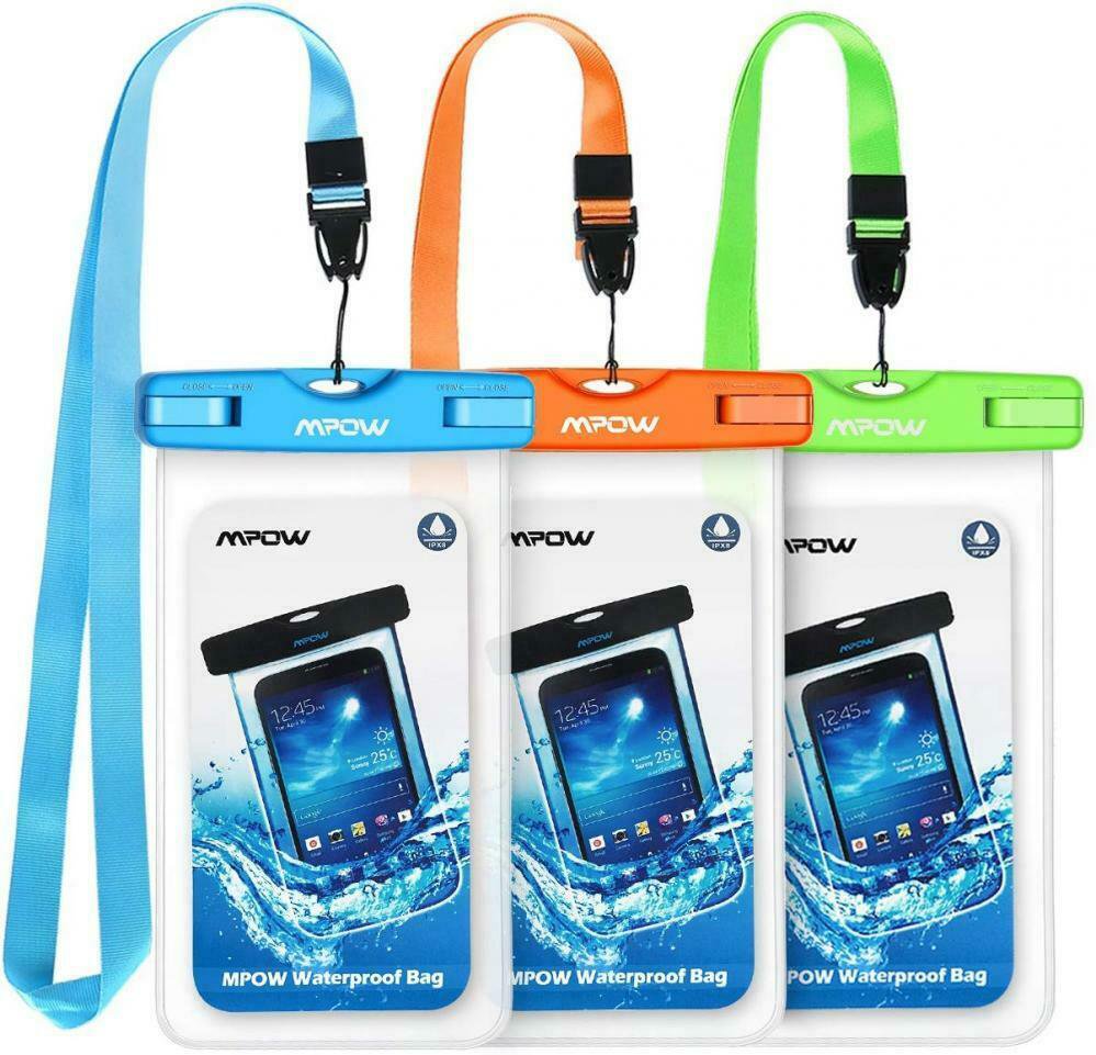 Mpow 024 Waterproof Case, Universal Phone Pouch Blue+Orange+Green