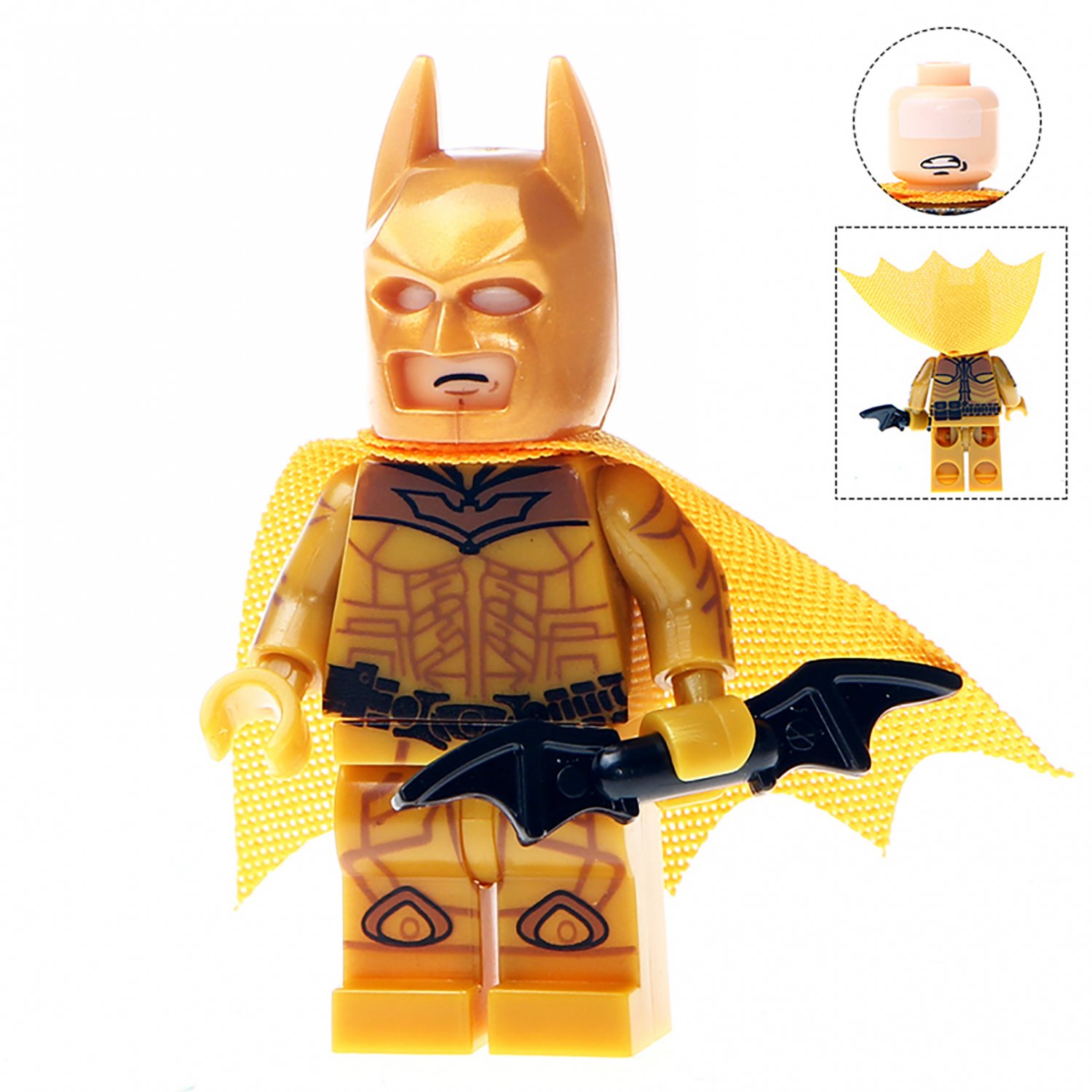 Gold Dark Knight Batman Custom DC Minifig Minifigure Block Brick Building Toys Gift