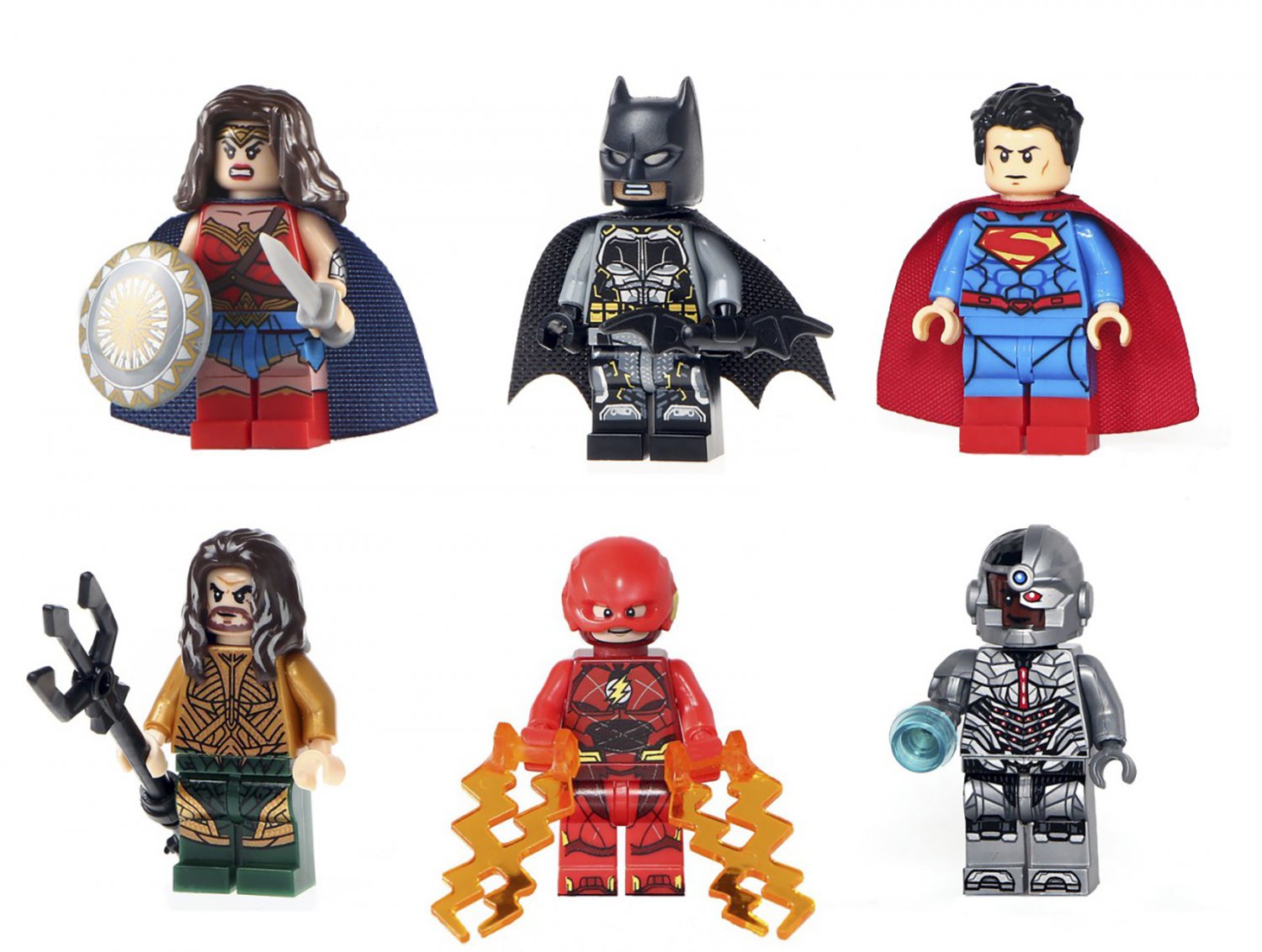 set Justice League Flash Wonder Woman Cyborg Superman Aquaman Batman Custom DC Minifigures Toys